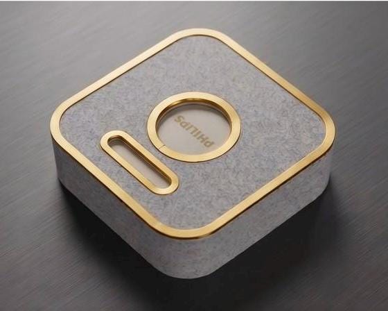 Dual-tone Philips Hue Bridge cover in premium textured PLA — close-up of surface texture and finish