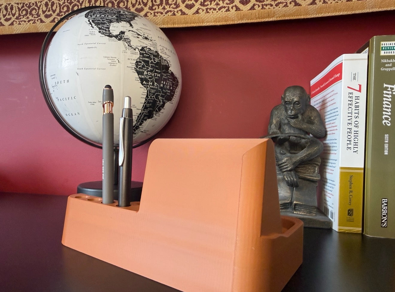 Harbor Dock desk organizer with sticky note tray and four-position pen dock
