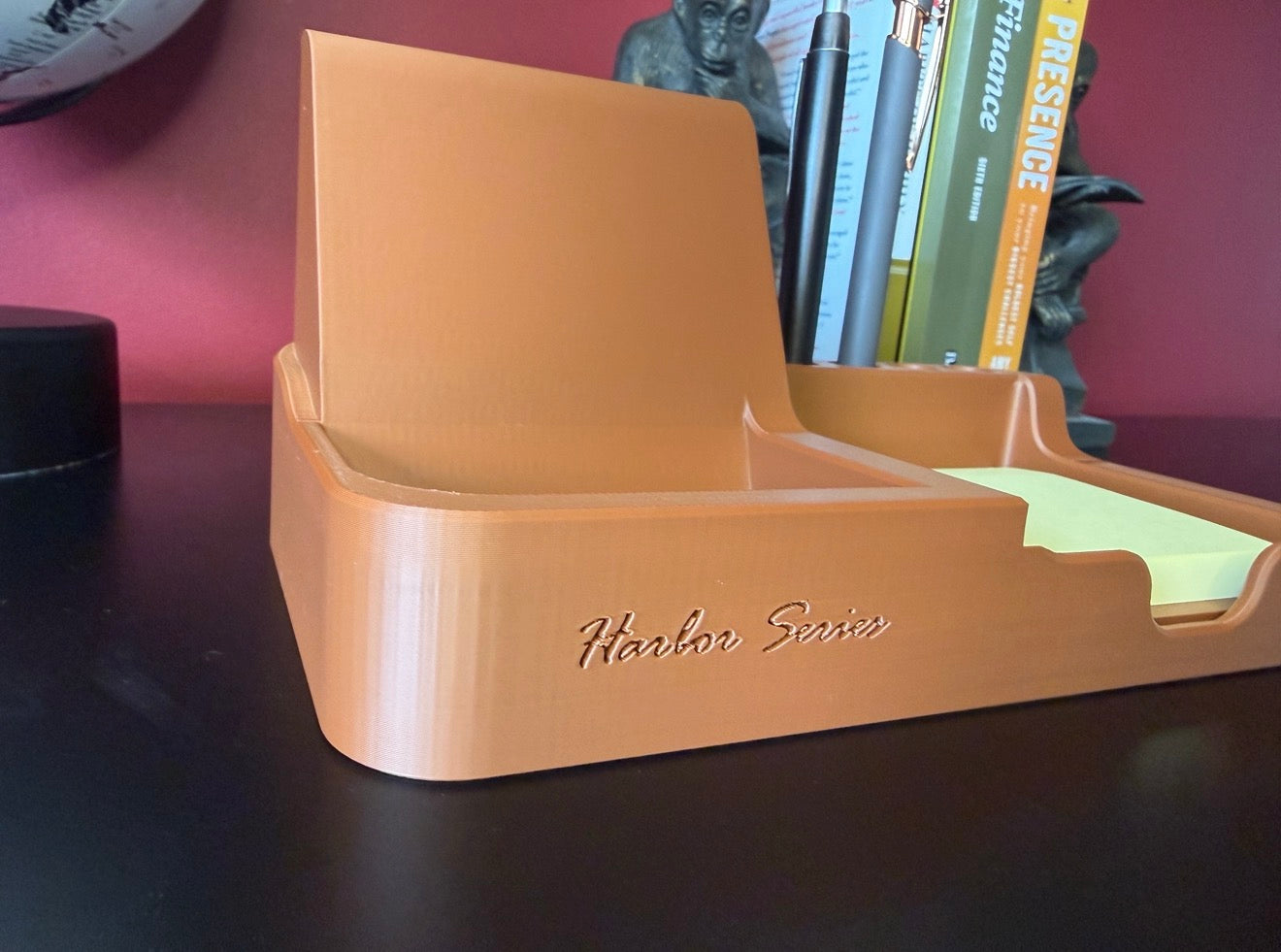 Harbor Dock organizer side profile showing sculpted form and matte finish
