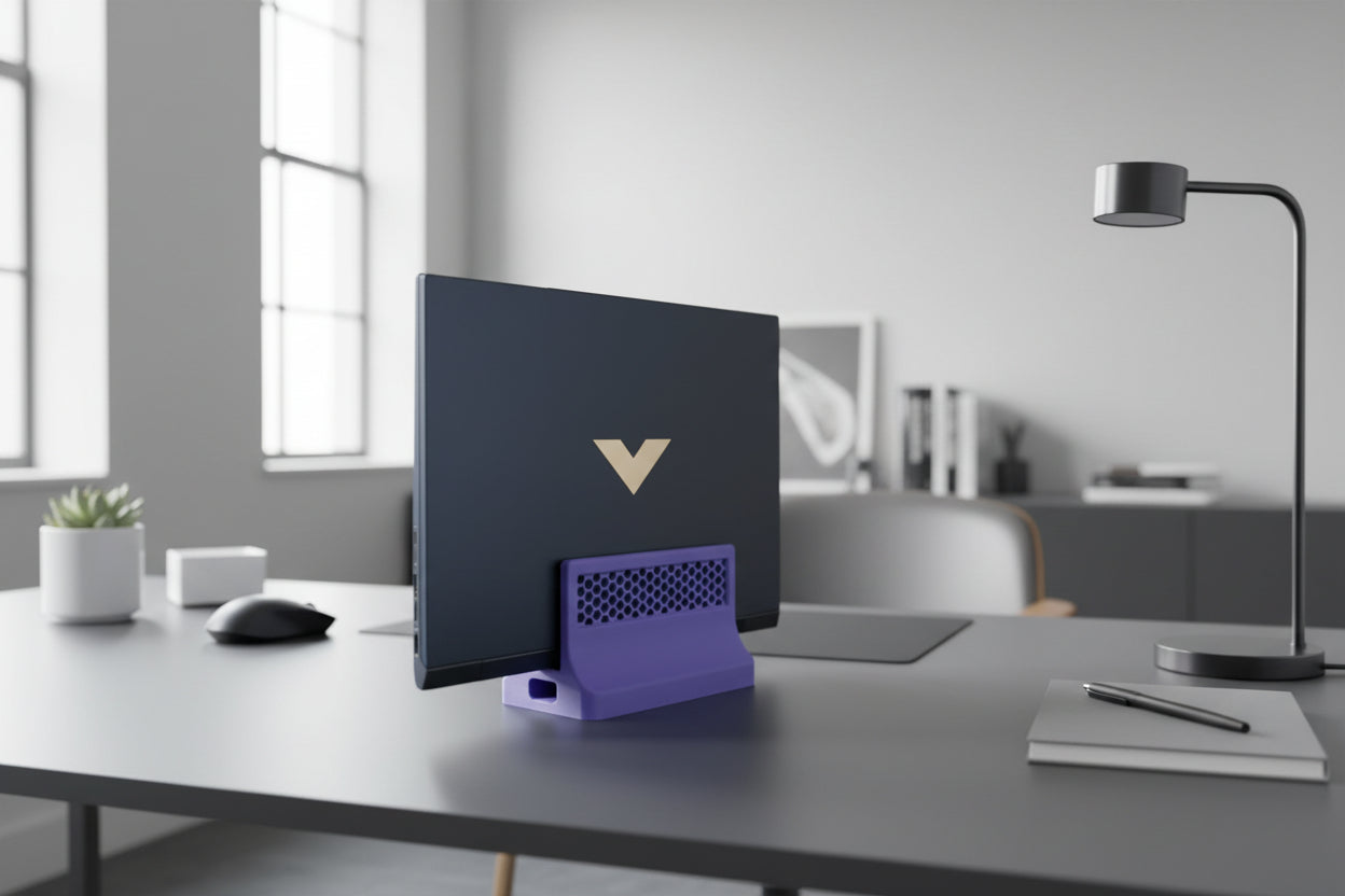 Vertical Laptop Stand | Desk Organizer, Cable Management, USA Made