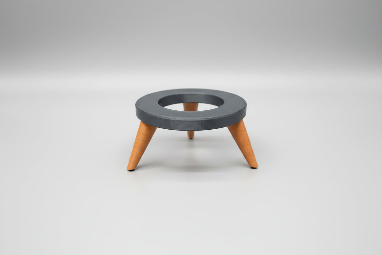 3D-printed Google Home pedestal stand — tripod base detail, studio-crafted