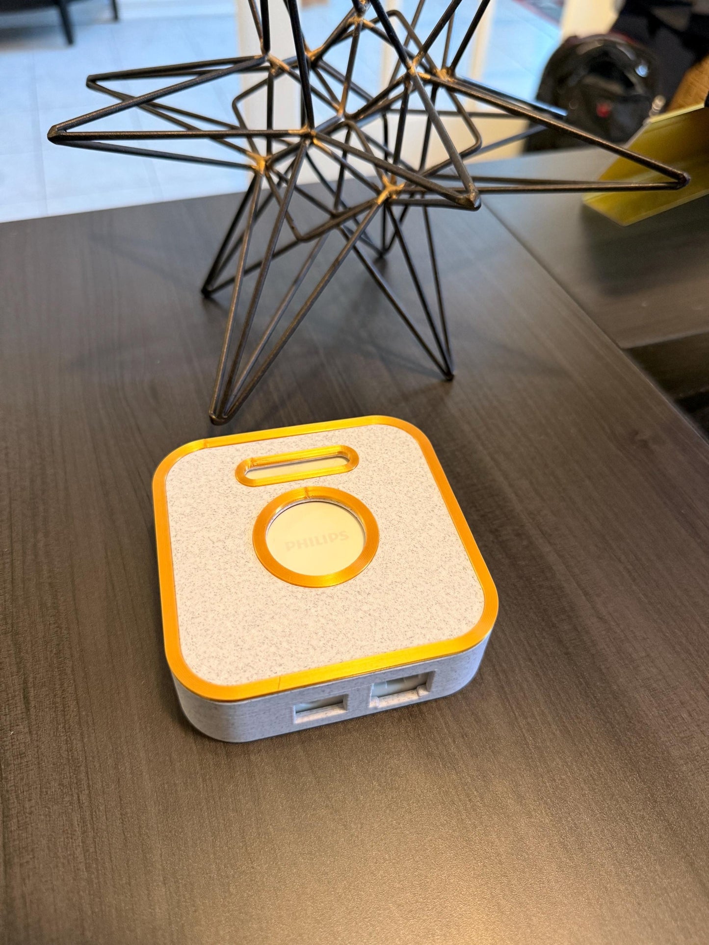 Philips Hue Bridge dual-tone case top view showing two contrasting color layers and seamless fit