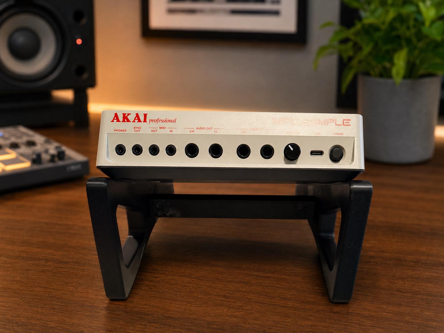 MPC Sample Pro Stand rear view showing unobstructed I/O access for USB, MIDI, and audio connections