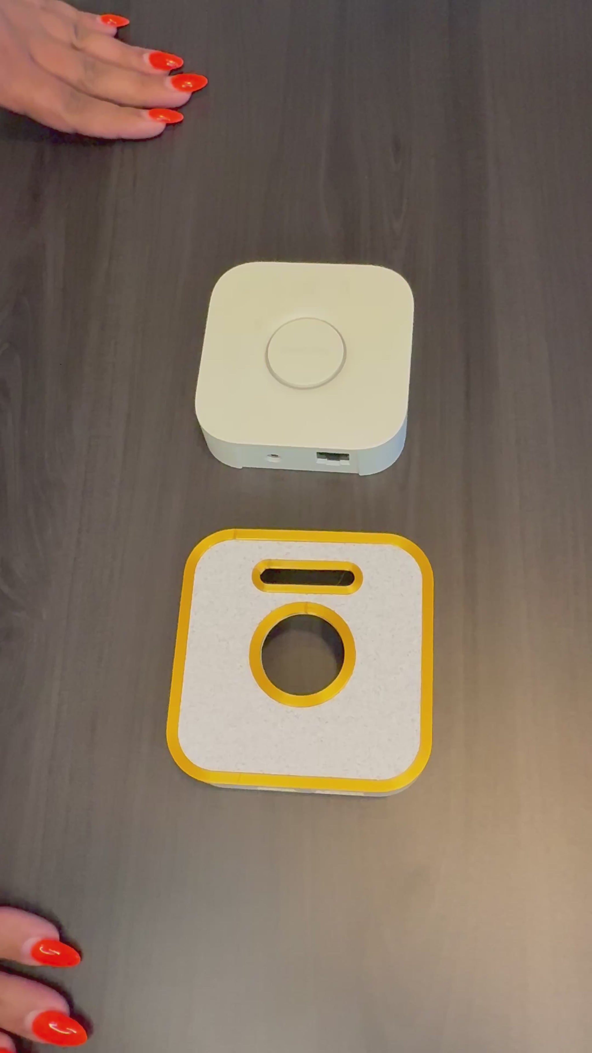 Philips Hue Bridge dual-tone case top view showing two contrasting color layers and seamless fit